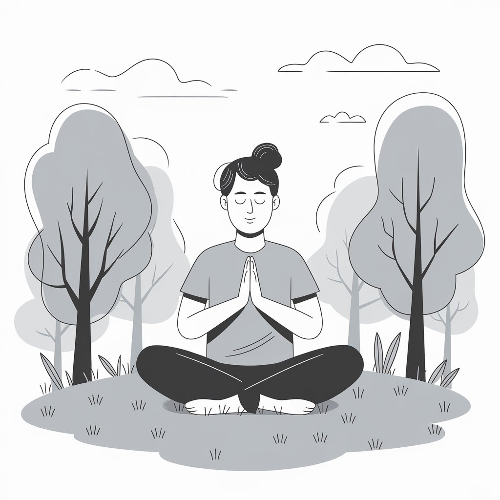 A serene illustration of a person practicing patience through mindful meditation, seated cross-legged in a quiet, nature-inspired environment.