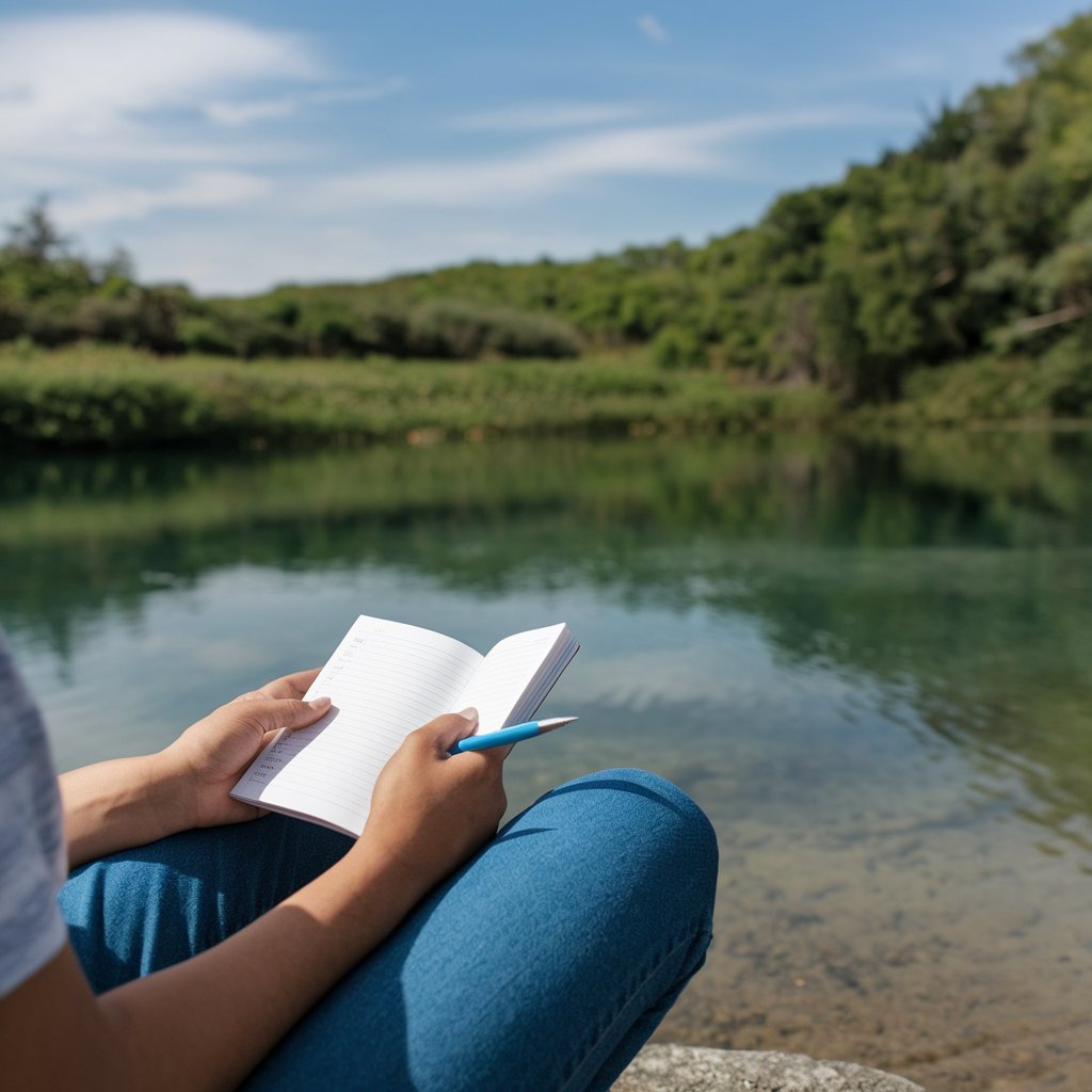 Person practicing daily habits for success outdoors with a calm expression