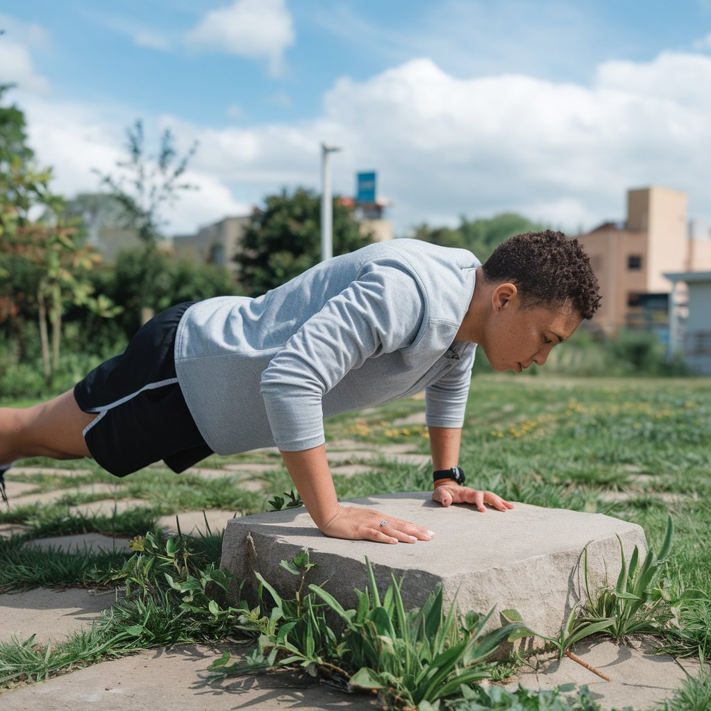 Person practicing daily habits for success outdoors with a calm expression